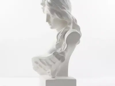 White Marble Woman Bust Sculpture Classical Art Low-poly 3D model