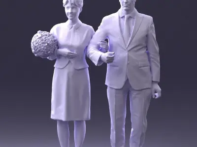 000355 Formal Couple with Bouquet 3dp 3D print model