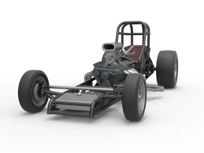 Vintage Front engine dragster Base Version 4 Scale 1 to 25 3D print model