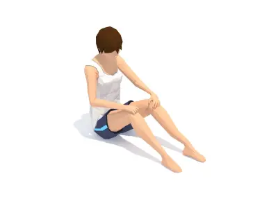 Seated Forward Bend Yoga Exercise Woman Animation Low-poly 3D model