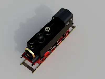 Steam Engine with Rails - 3D Model 3D model