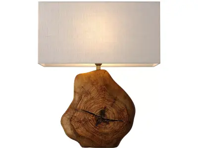 Aged Weathered Rustic Wood slab Nightstand bedside Table Lamp 3D model