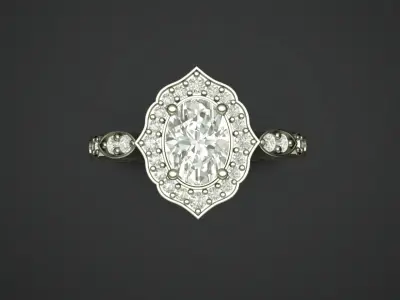 Oval Wedding Diamond Ring 3D print model 3D print model