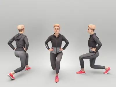 Young woman doing workout 432 Low-poly 3D model