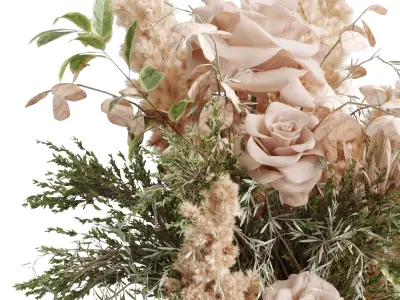 flowers plant in a bouquet glass vase 66 3D model