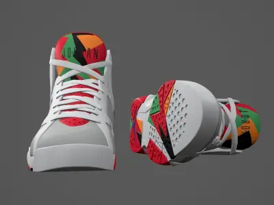 PBR Air Jordan 7 retro sneakers Hare colorway Low-poly 3D model