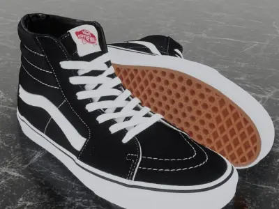 VANS 3D SHOES - HIGH BLACK Low-poly 3D model