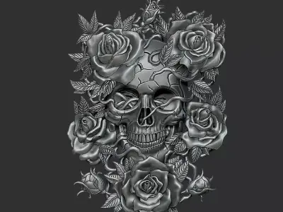Skull Roses 3D print model