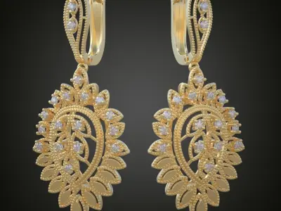 Earring 3D model 3D printable model 0089-11 Free 3D print model