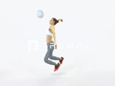 Beauty 17D Jumping Smashing Jumping Sports Woman Low-poly 3D model