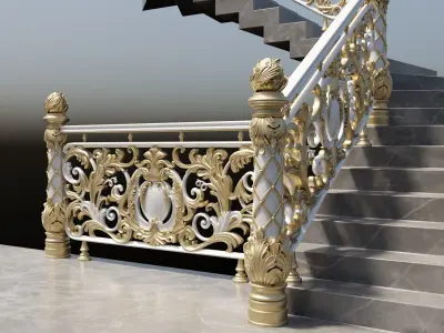 Staircase railings 3 Low-poly 3D model