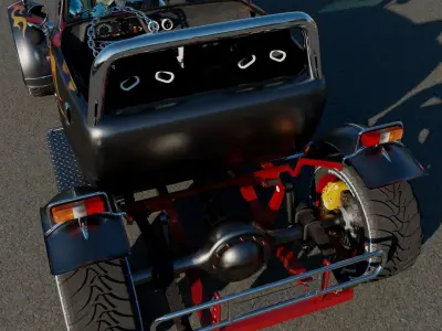 HotRod hot rod car with flames 3D model