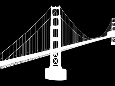 Golden Gate Bridge Low-poly 3D model