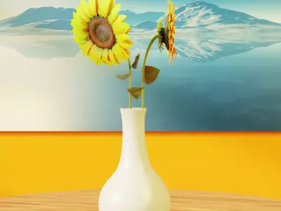 Sunflower Low-poly 3D model