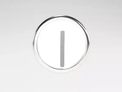 Twelve-Thirty silver circle with letter i Low-poly 3D model