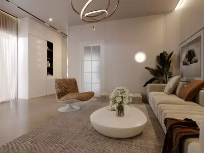 living room and kitchen 3D model