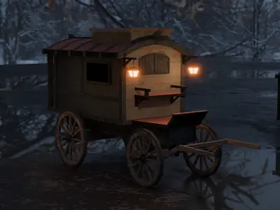 Medieval Carriage Low-poly 3D model from CGTrader
