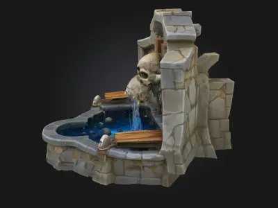Skull Fountain Sanctuary  Dark Elegance of Forbidden Waters 3D model