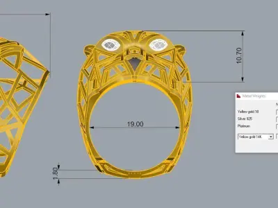 Panthere Ring Gold  3D print model