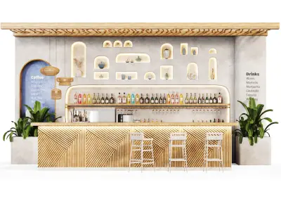 Greek Cafe  boho Low-poly 3D model