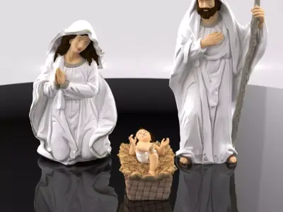 Christmas Manger Birth Pack Child cradle Baby Jesus Joseph Mary 3D print model