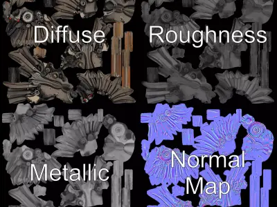 Steampunk Winged Gear model pack Low-poly 3D model