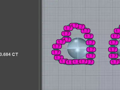 Elegant Pearl Heart Stud Earrings Diamond 3D print model