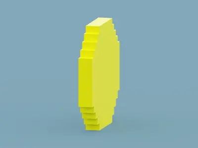 Voxel Yellow Clock Low-poly 3D model