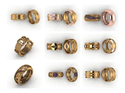 BAND RINGS COLLETION 139 PIECE  3D print model