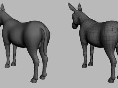Donkey Basemesh Low-poly 3D model