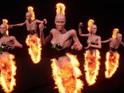 Hell ifrit female low-poly game engine ready 3D model Low-poly 3D model