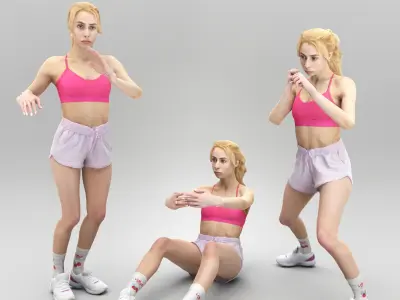 Animated woman sport 347 Low-poly 3D model