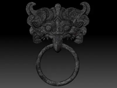 Ancient Chinese Bronze mythical beast Door Knocker high model  3D print model