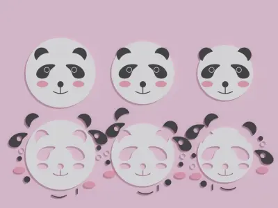 Cartoon Cute Panda Head Puzzle 3D model