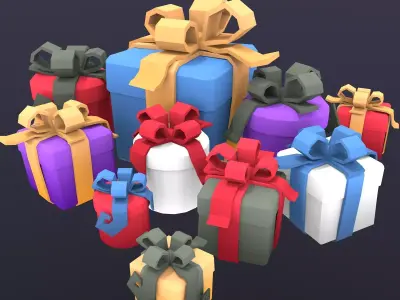 Gift box package low poly Low-poly 3D model