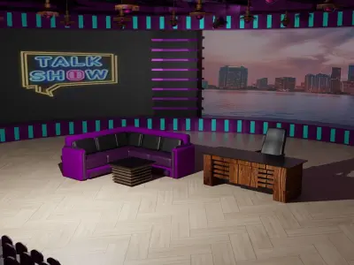 Talk Show TV Studio Low-poly 3D model