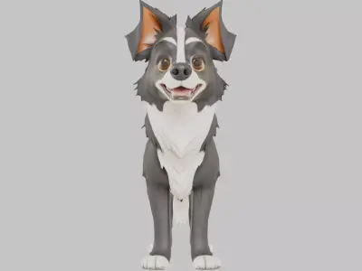 Cartoon Border Collie Model Low-poly 3D model