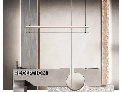 Reception desk Rough stone and Brushed Metal 3D model