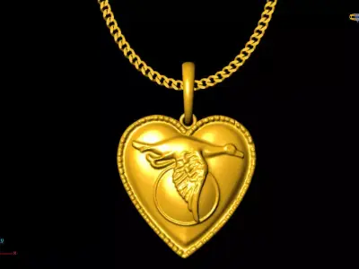 Heart pendant charms - one inch pendant 3D print model