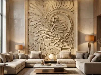 modern panel wall decor set relief stl mural CNC 291 3D model