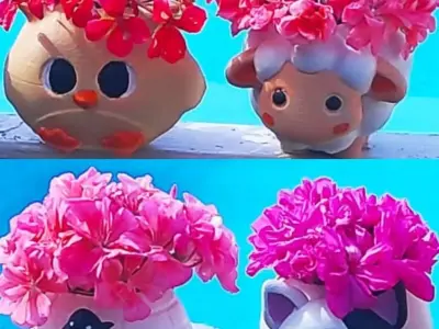 Kit- 4 Cute Flower Pots 3D print model