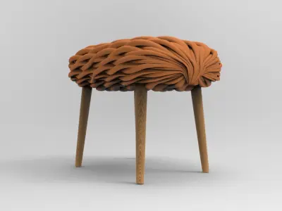 Knitted Stool Low-poly 3D model