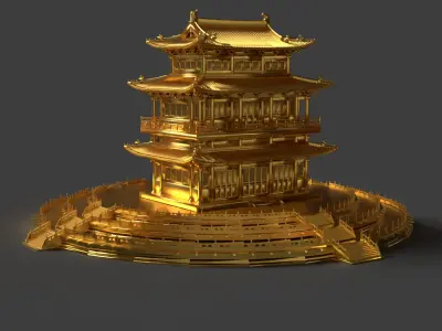 Chinese ancient house Low-poly 3D model order