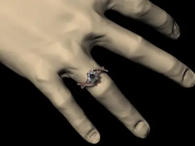 Luxury Engagement Ring 3D print model 7
