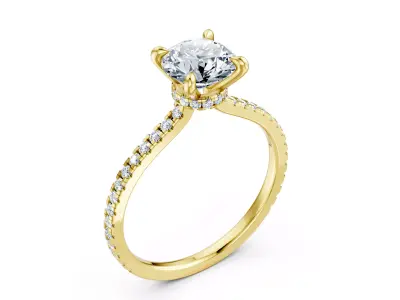 Luxury Pave Solitaire Diamond Ring CAD Model 3DM File 3D print model