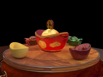 Chinese gold ingot   3D model