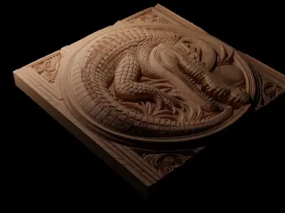 Crocodile CNC 3d Print High Relief Sand Casting 3D print model