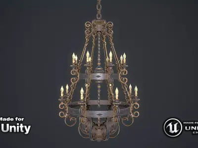 Forged chandelier 3D model Low-poly 3D model