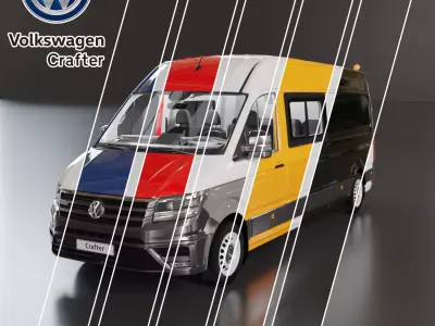 Volkswagen Crafter 6 colours Low-poly 3D model
