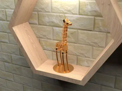 Interior gold giraffe on shelf Free 3D model
